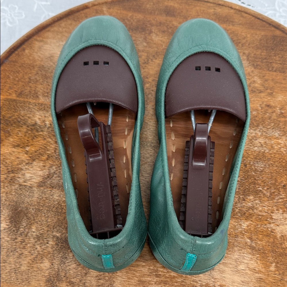 Tieks Shoes Wm 8 Green Leather Flats Foldable Travel Commute Teacher Work - Picture 7 of 14